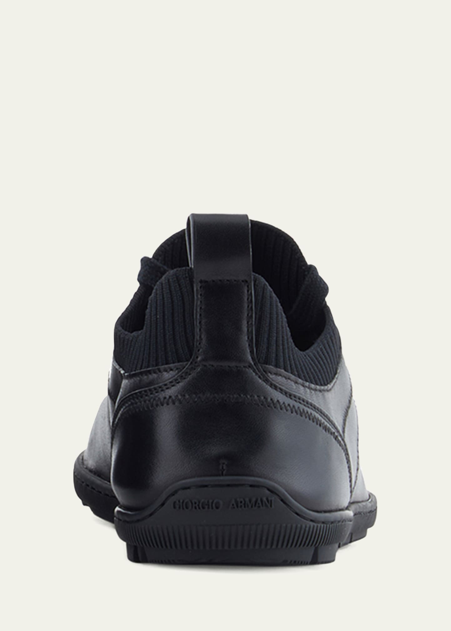 Men's Leather Knit-Lining Low-Top Sneakers - 3