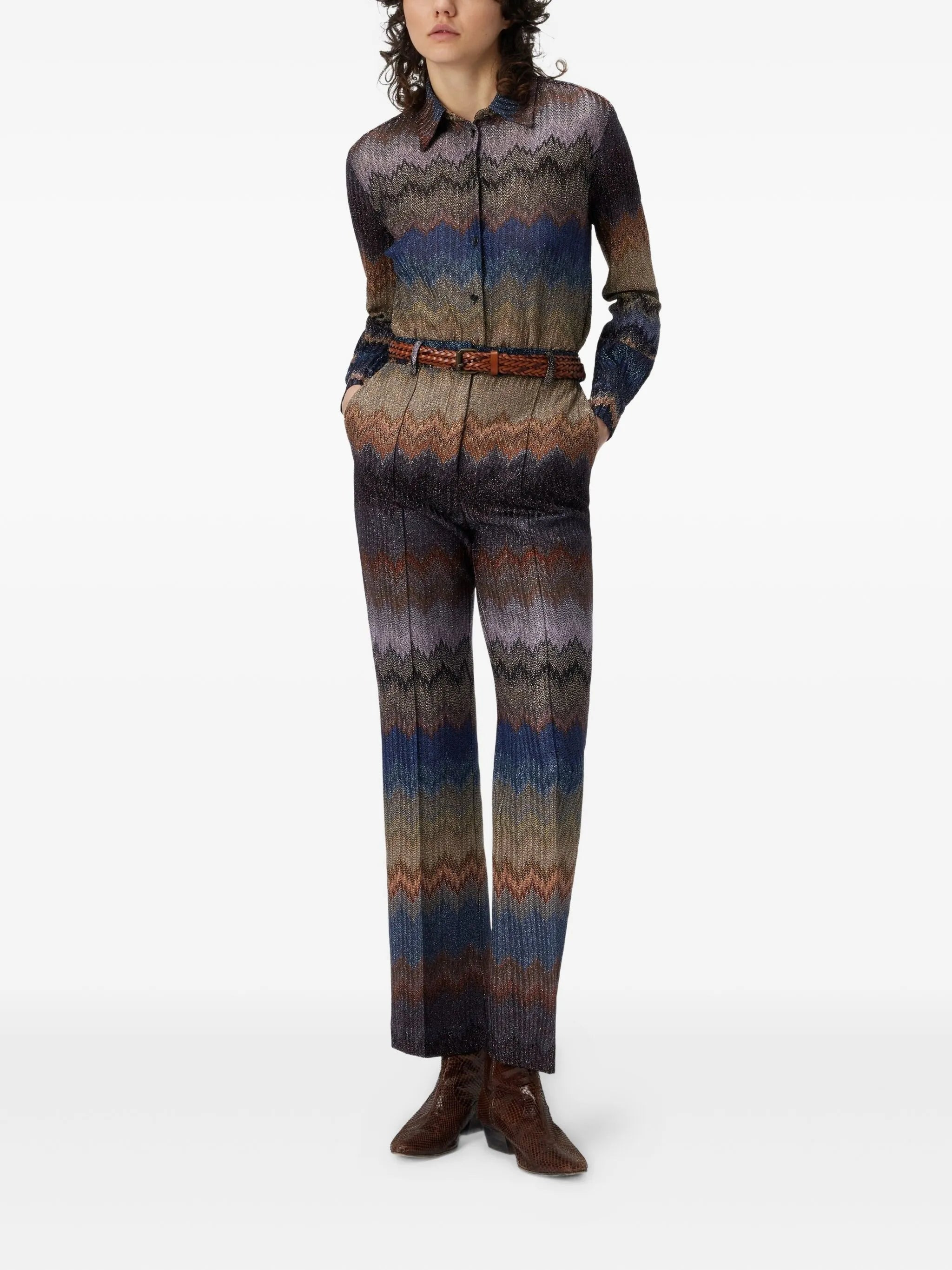 Missoni Zigzag-pattern Glitter-effect Trousers - 4