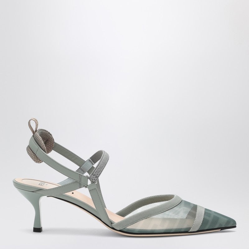 Fendi Colibri Lite Slingback In Green Matcha Ff Mesh Women - 1