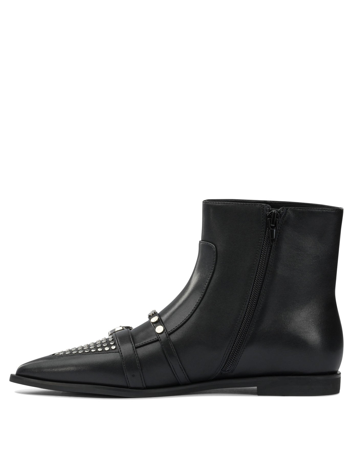 Pinko Leather Zippered Ankle Boots - 3