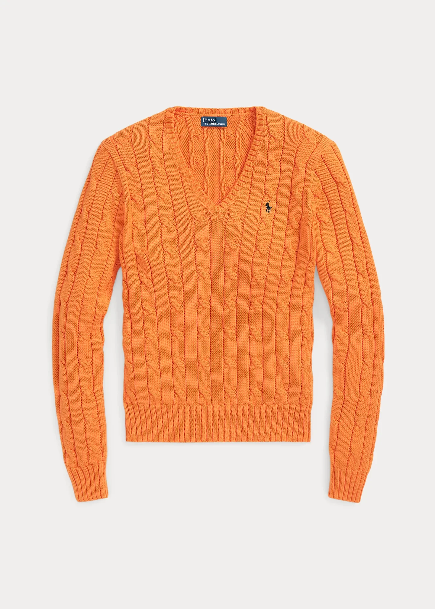 Cable-Knit Cotton V-Neck Sweater - 1