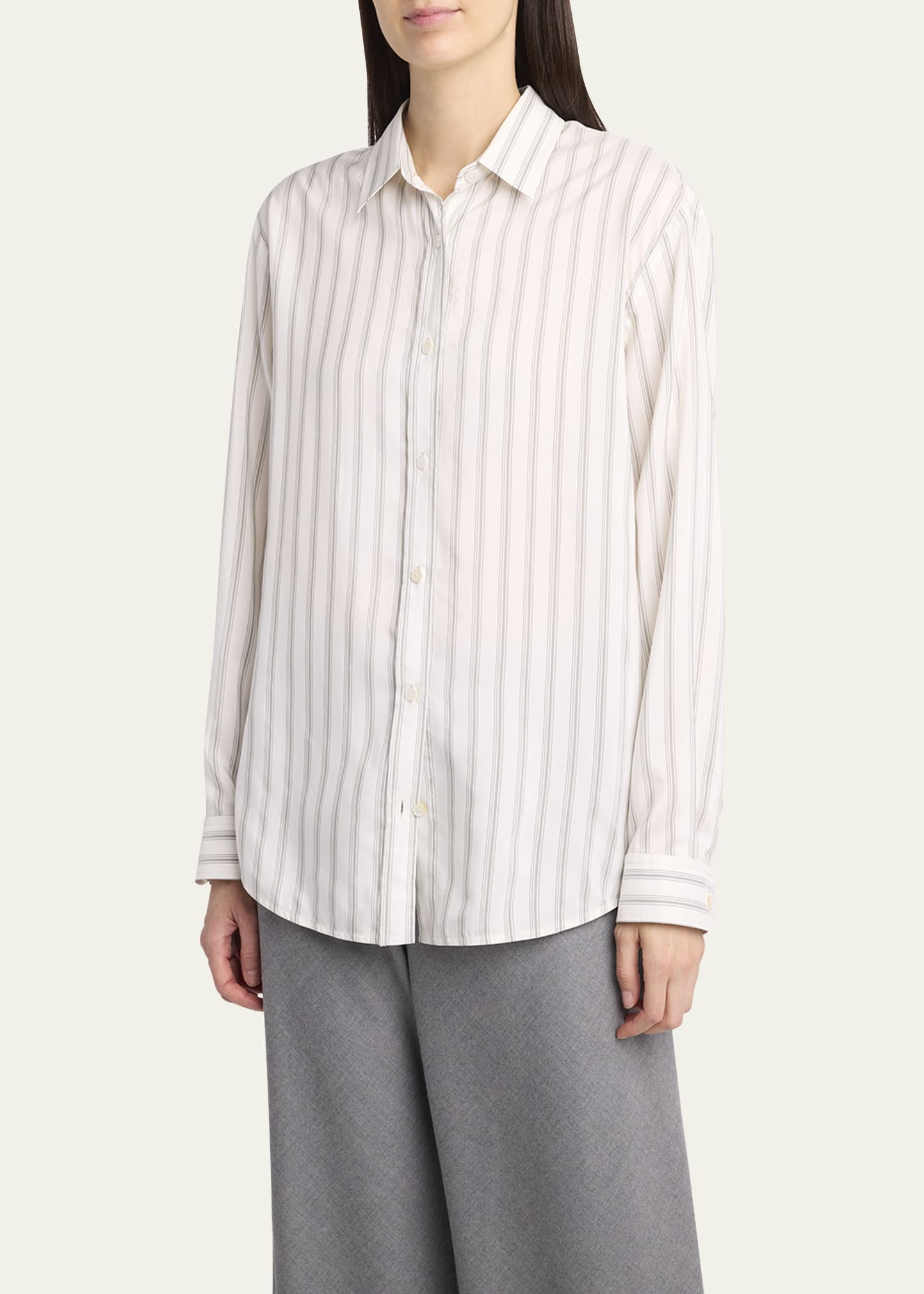 Eirlys Striped Silk Button-Down Shirt - 4