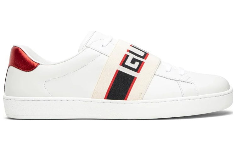 Gucci Stripe Leather Sneaker 'White Red Black' 523469-0FIV0-9091 - 2