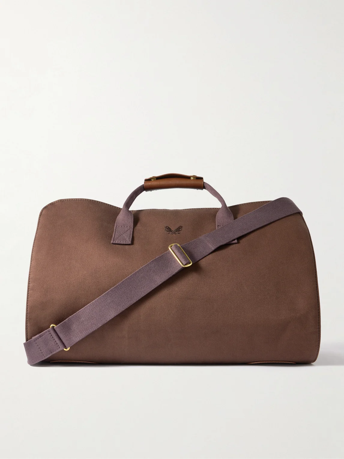 Logo-Embroidered Leather-Trimmed Cotton-Twill Suit Carrier and Holdall - 1