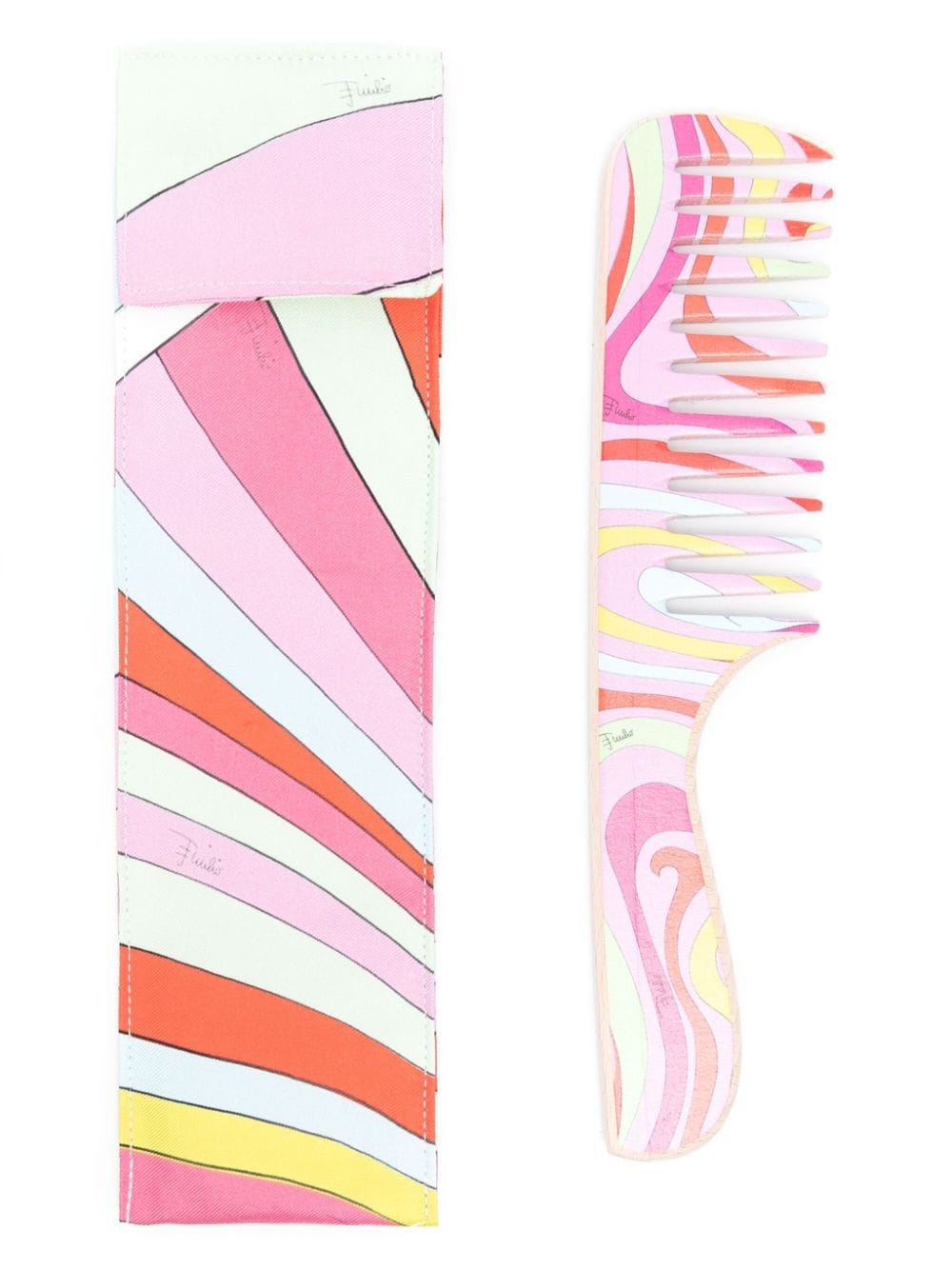 graphic-print comb and pouch set - 1