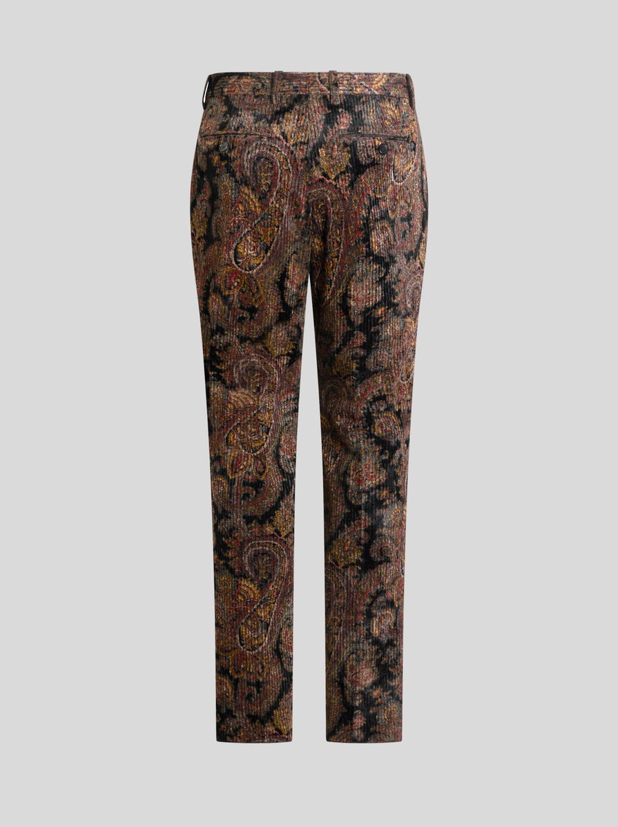 PRINTED RIBBED VELVET TROUSERS - 6