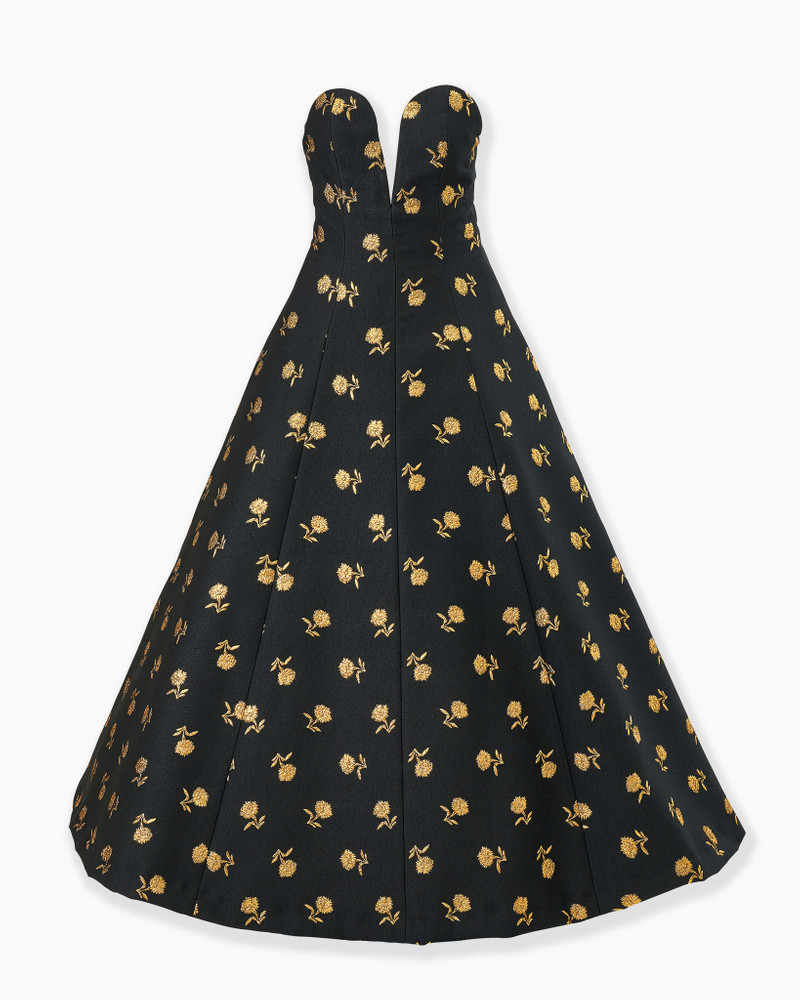 Carnation Jacquard Deep V-Neck Dress 1