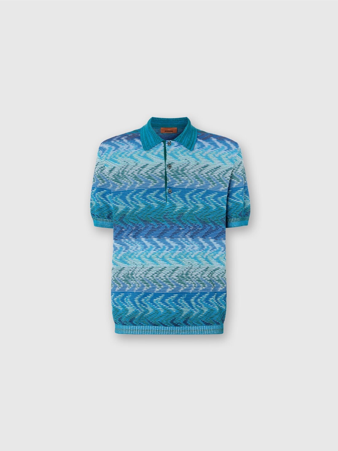 Cotton knit polo shirt with contrasting piping - 1