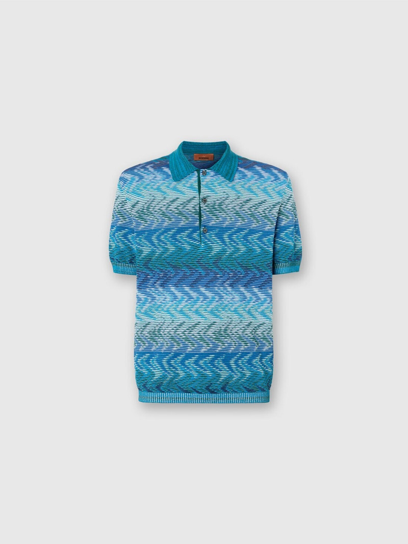 Cotton knit polo shirt with contrasting piping 1