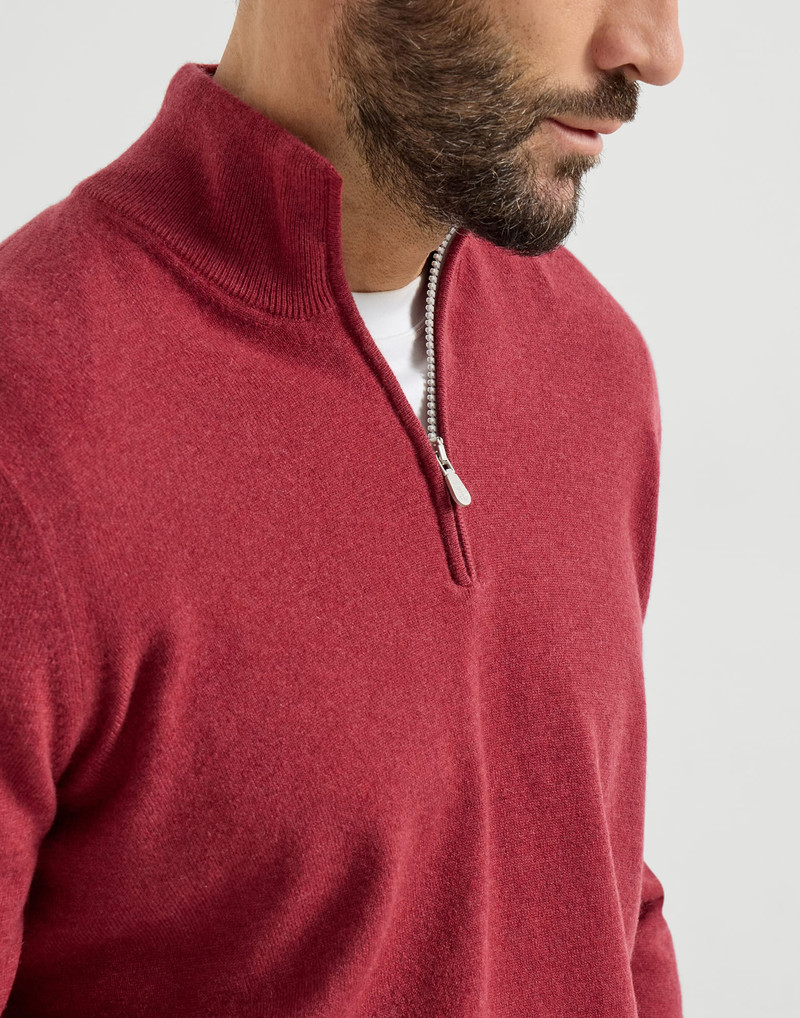 Cashmere sweater with half zip 4