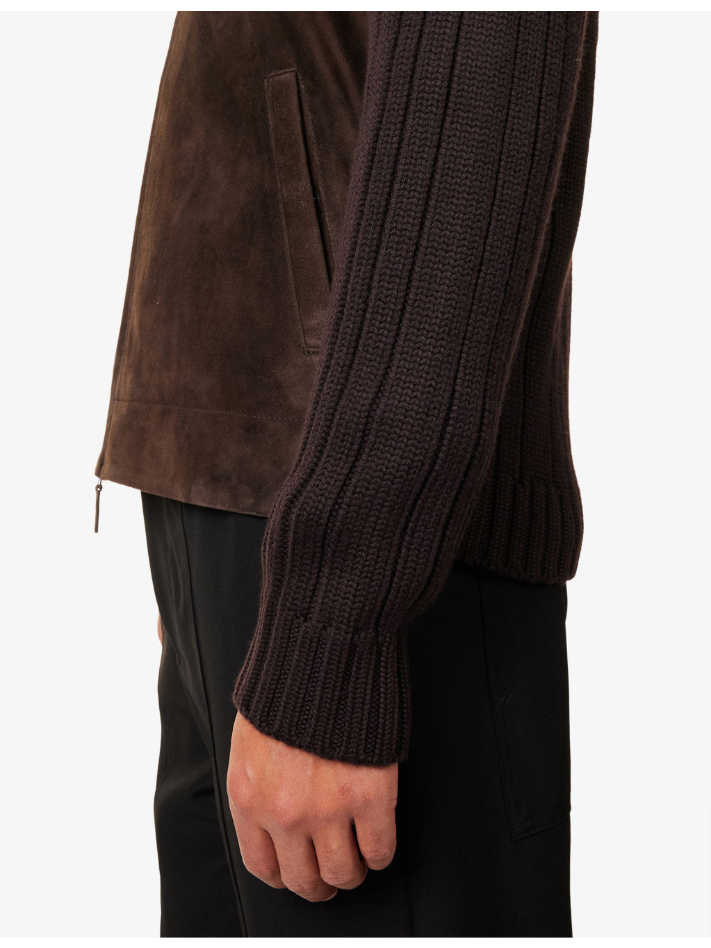 Blouson Knitted Suede and Wool-Blend Jacket - 6