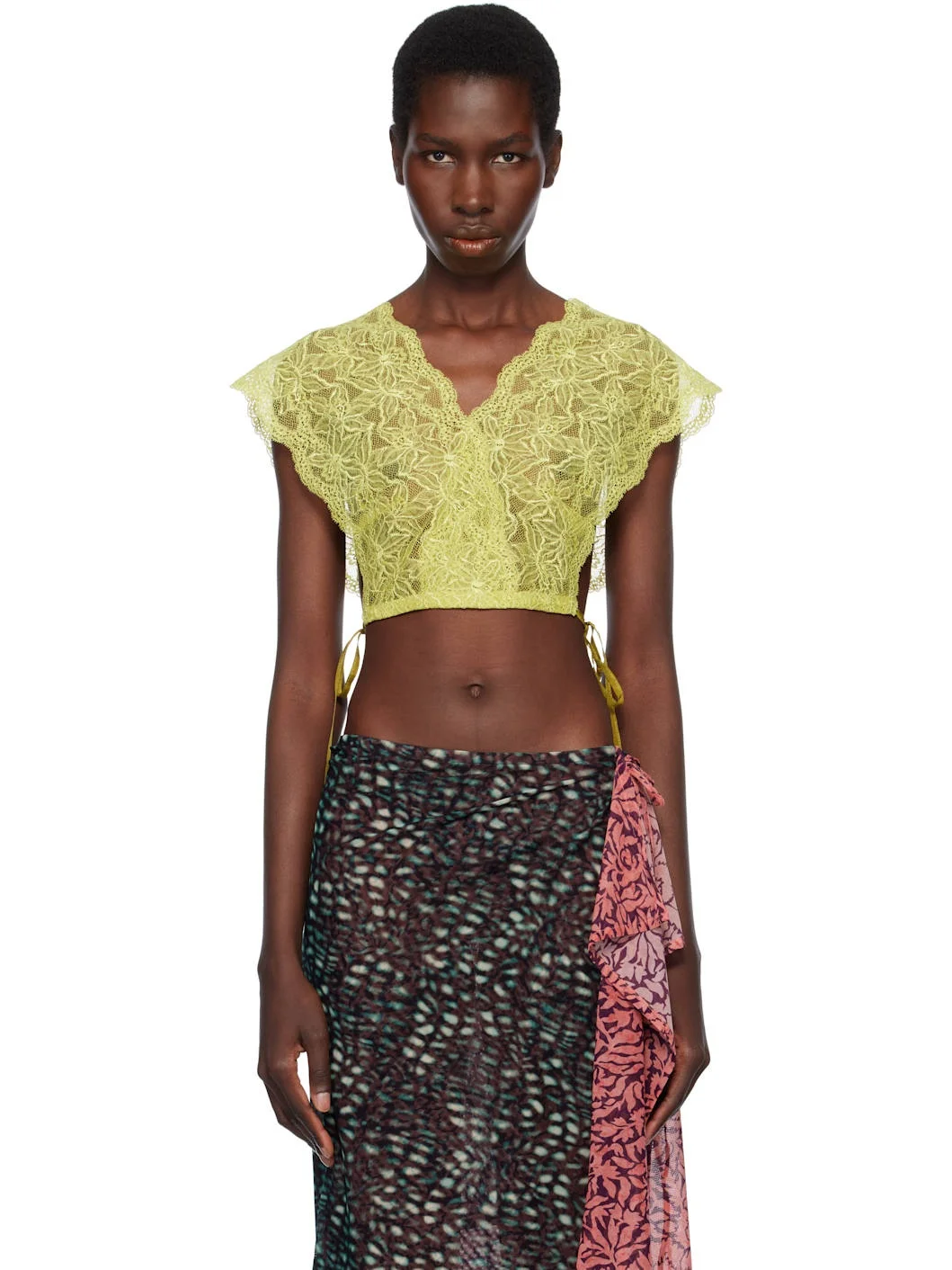 Green Lace Crop Top - 1