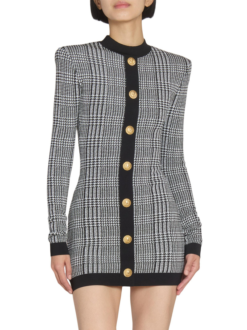 Women's Prince of Wales Check Body-Con Minidress - Noir Naturel 3