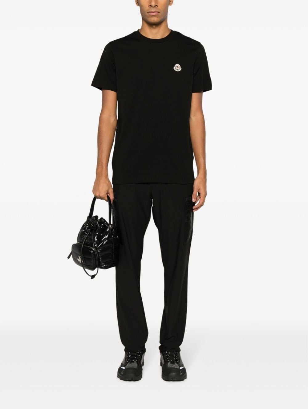 logo-patch jersey cargo trousers - 2