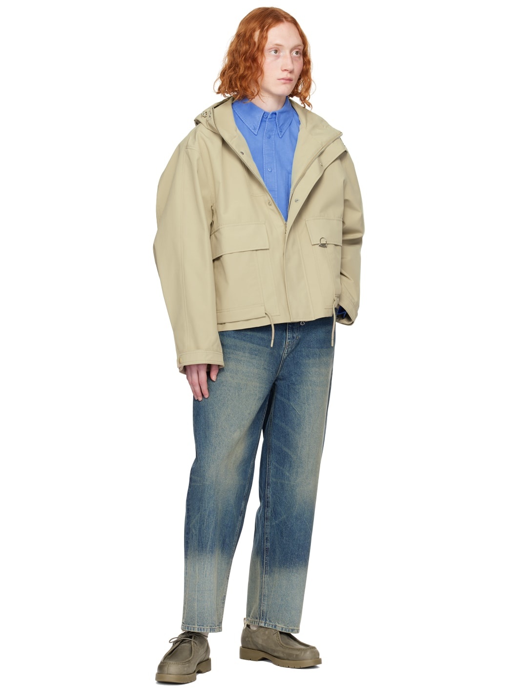 Indigo Rough Washed Wide Jeans - 4