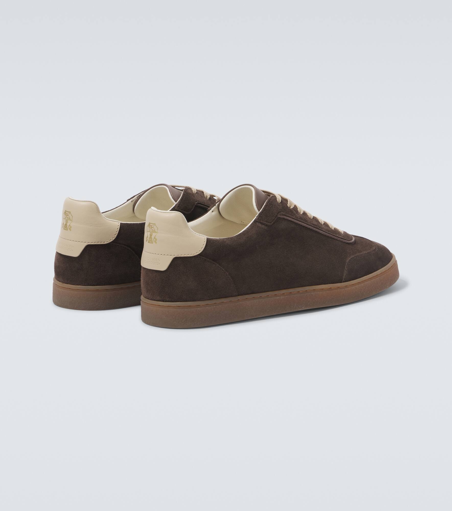 Leather-trimmed suede sneakers - 6