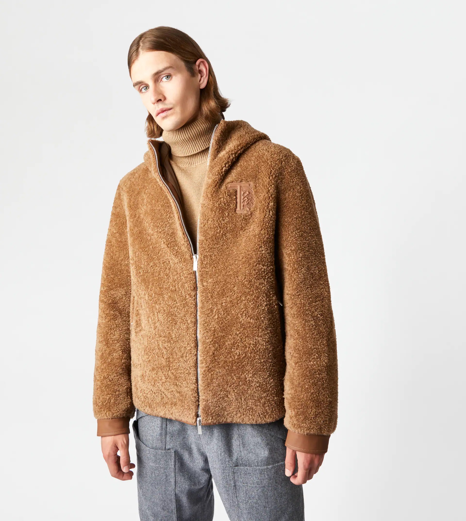 TOD'S JACKET WITH LEATHER INSERTS - BROWN - 7