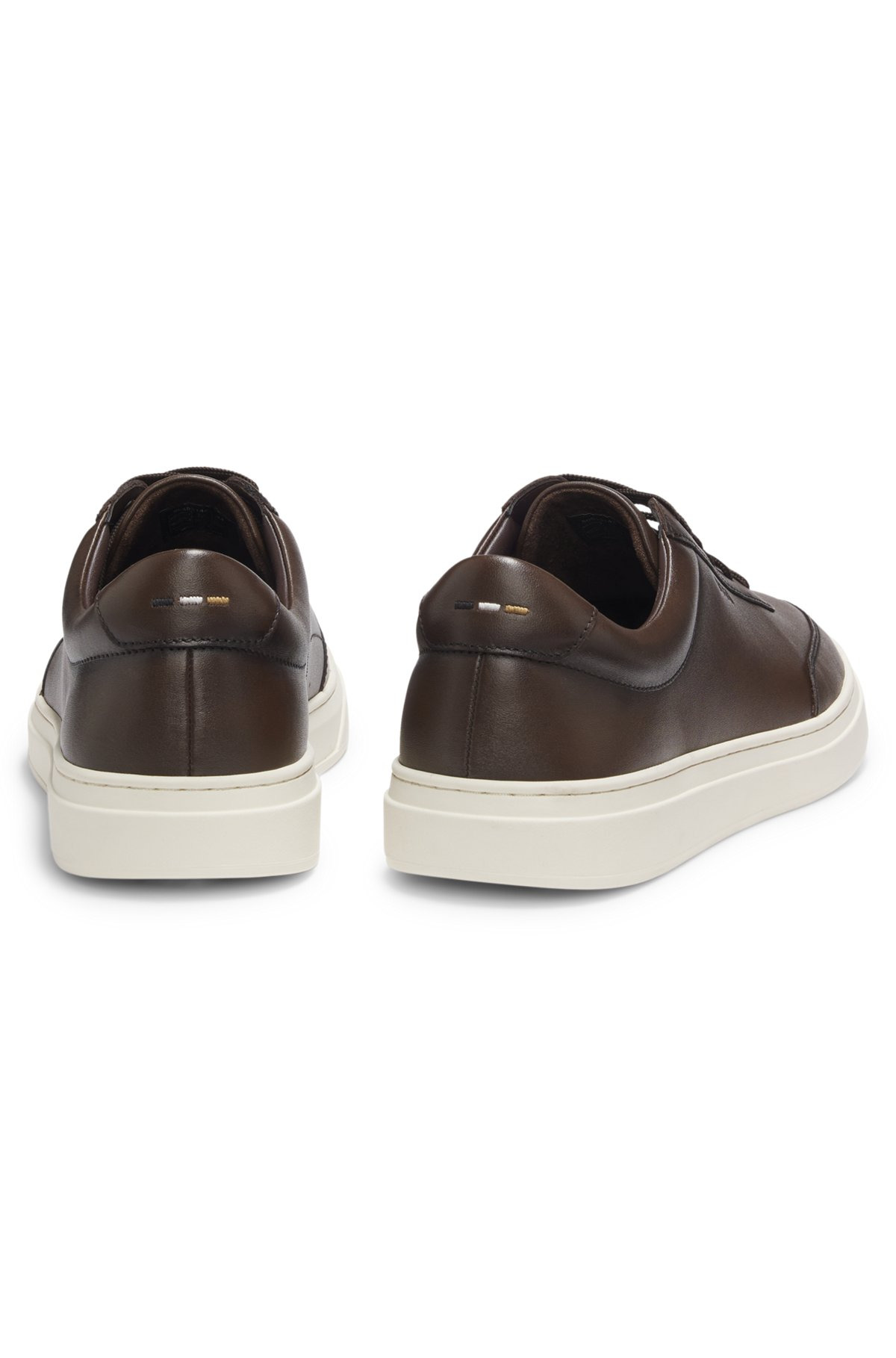 LEATHER TRAINERS WITH CONTRAST RUBBER OUTSOLE - 5