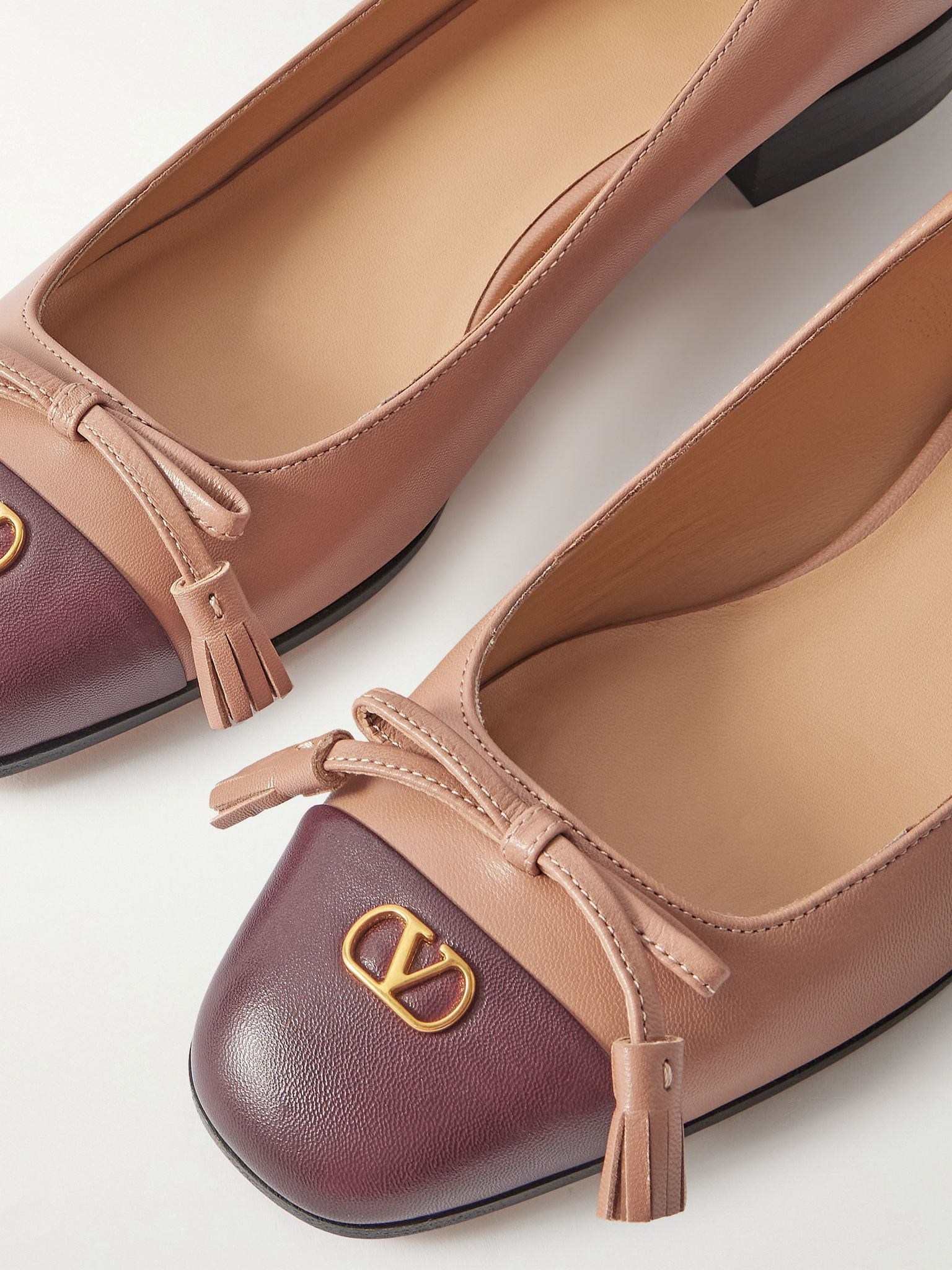 Ballerina two-tone leather flats Antique rose - 4