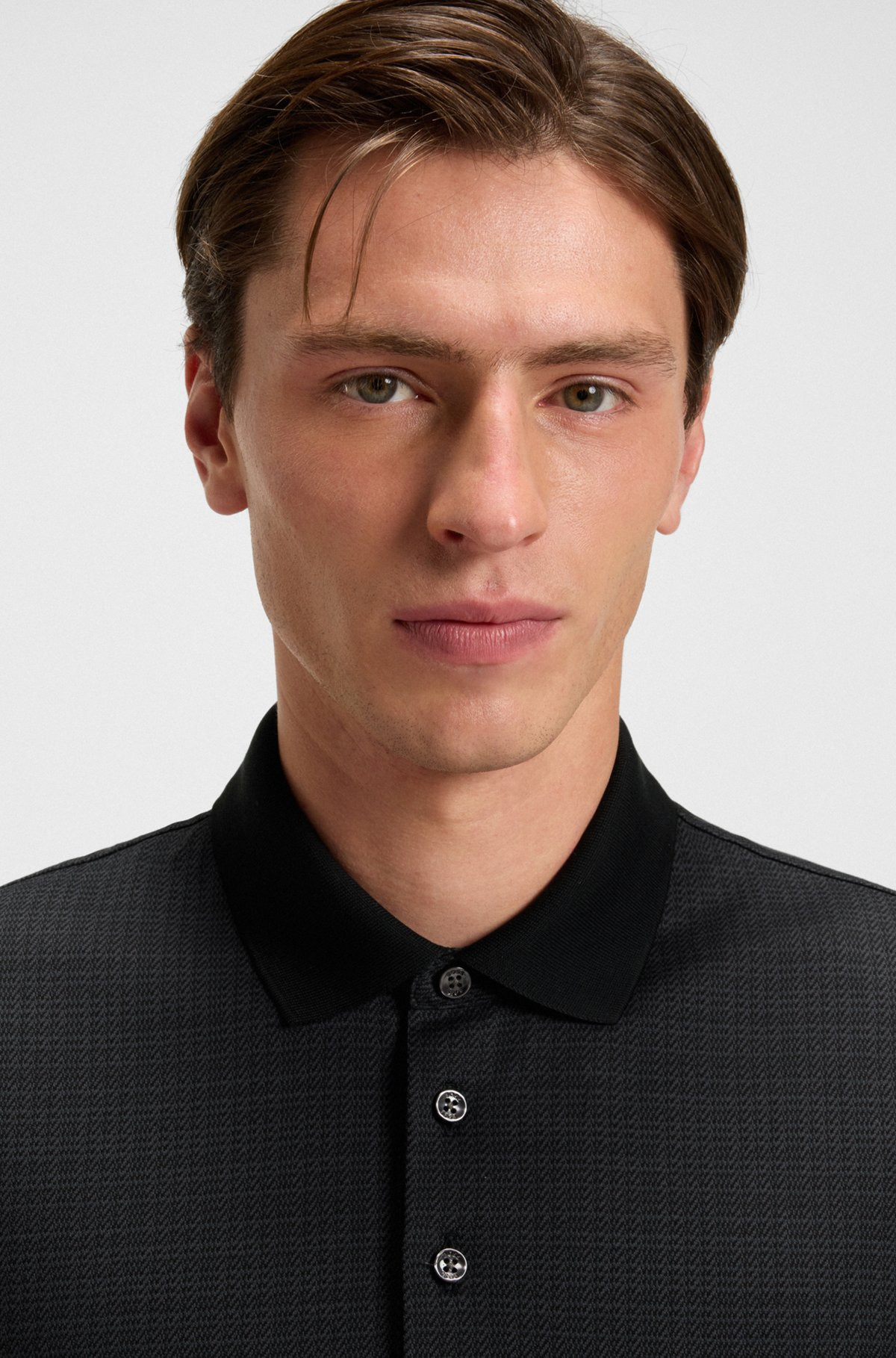 MERCERIZED-COTTON POLO SHIRT WITH GRID PATTERN - 3