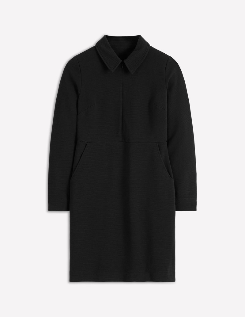 Cam Zip-up Ottoman Dress-Black 1