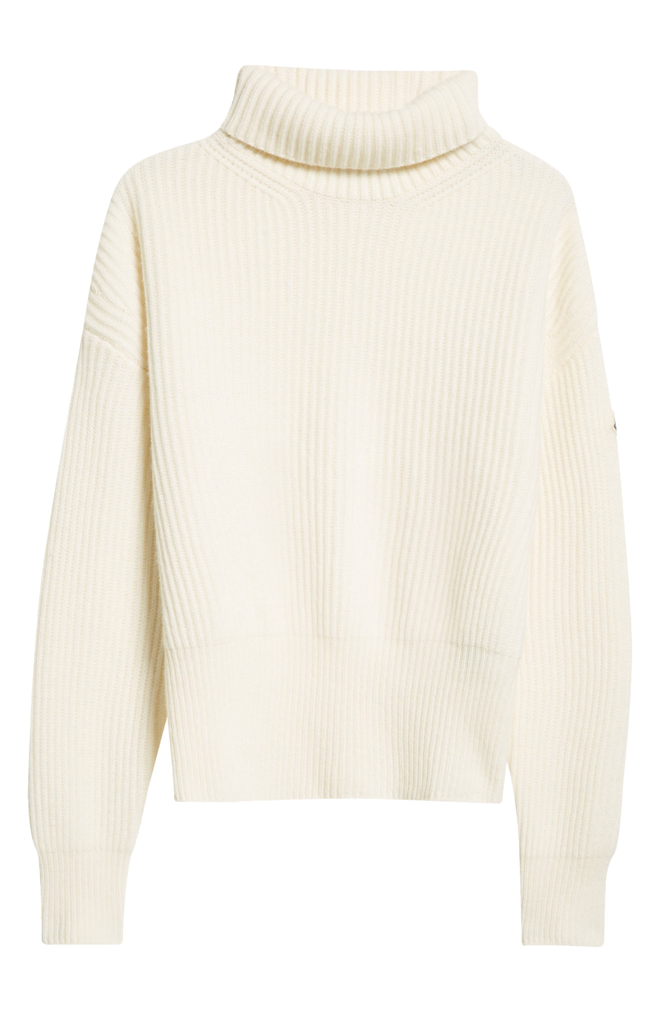 Moncler Rib Virgin Wool Turtleneck Sweater in White at Nordstrom - 6