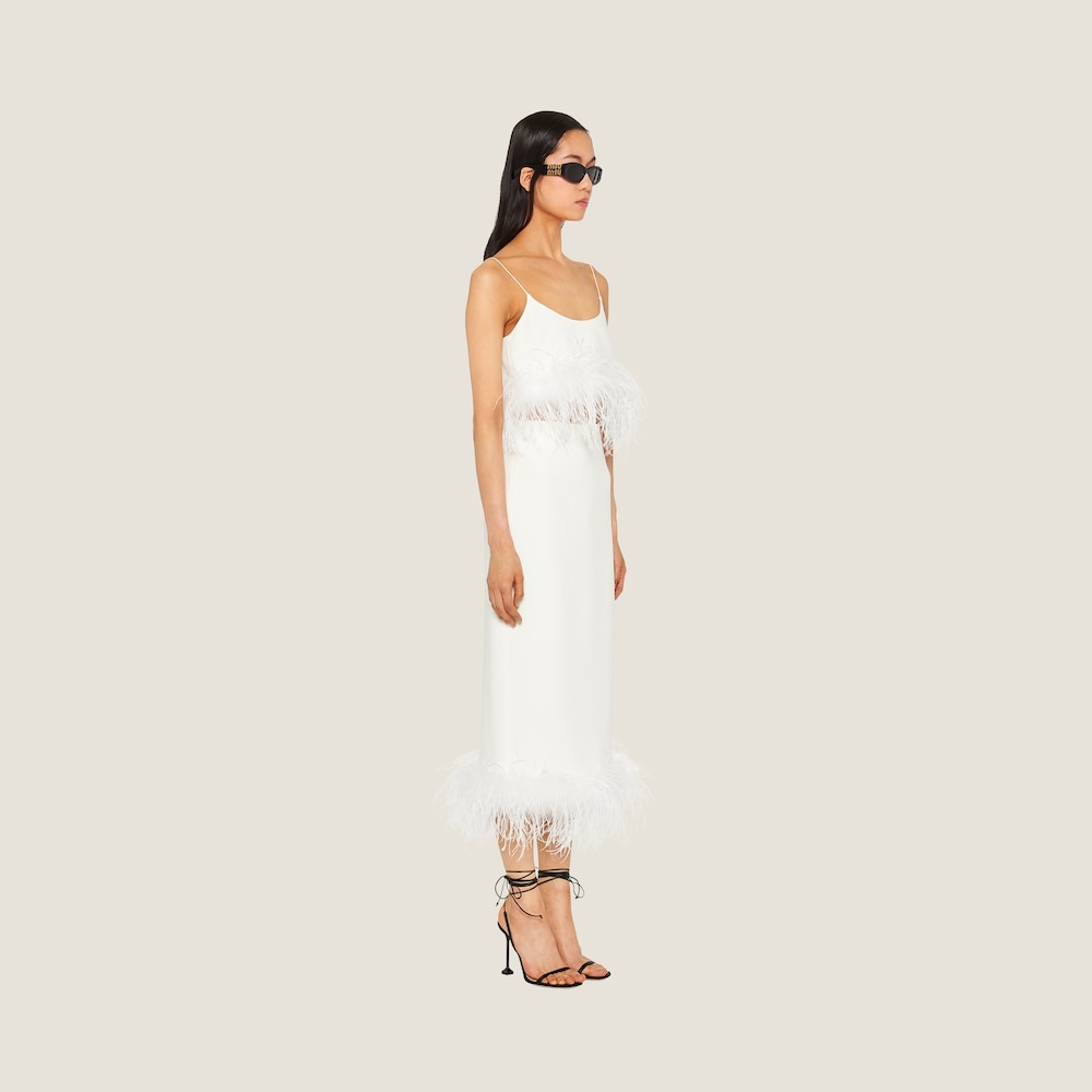 Stretch cady skirt with feathers - 4