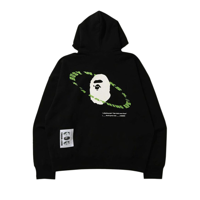 A BATHING APE® BAPE Universe Ape Loose Fit Pullover Hoodie 'Black' outlook