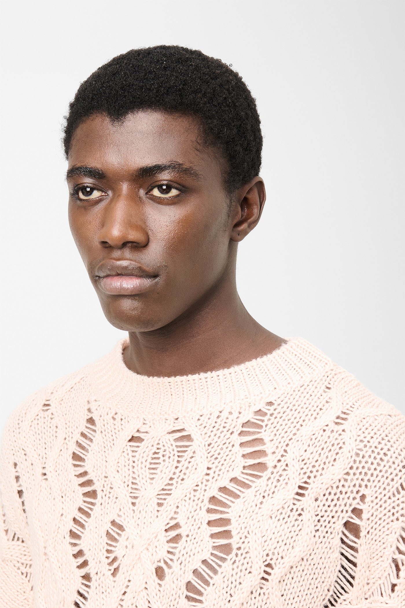 Cable Sonar Roundneck Delicate Pink Fisherman Wool - 4