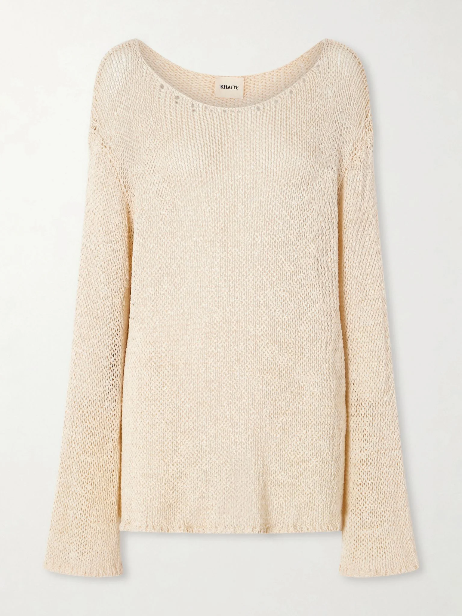 Davet open-knit silk and cotton-blend sweater Ivory - 1
