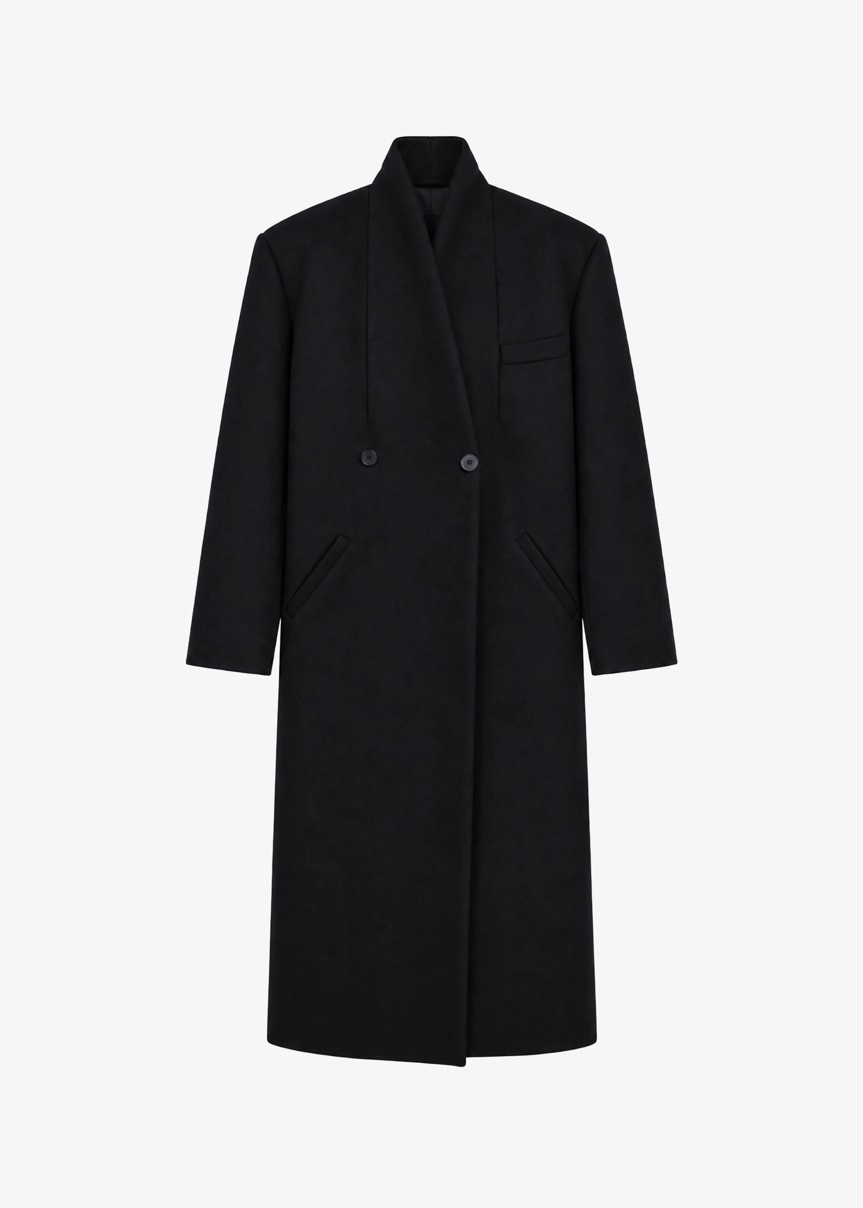 Brea Collarless Coat - Black - 1