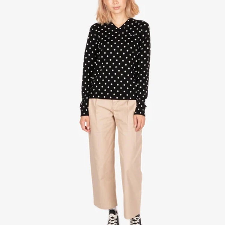 (WMNS) COMME des GARCONS PLAY Polka Dot V-Neck L/S T-Shirt Black Emblem 'Black' AZ-N035-051-1 - 3