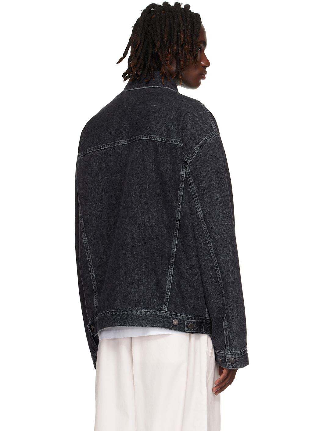 Black Relaxed-Fit Denim Jacket - 3