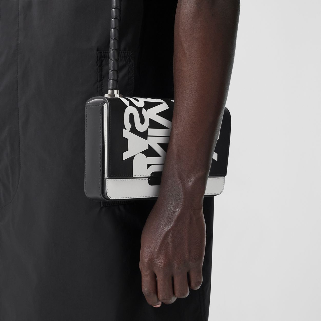 Slogan Print Leather Crossbody Bag - 4