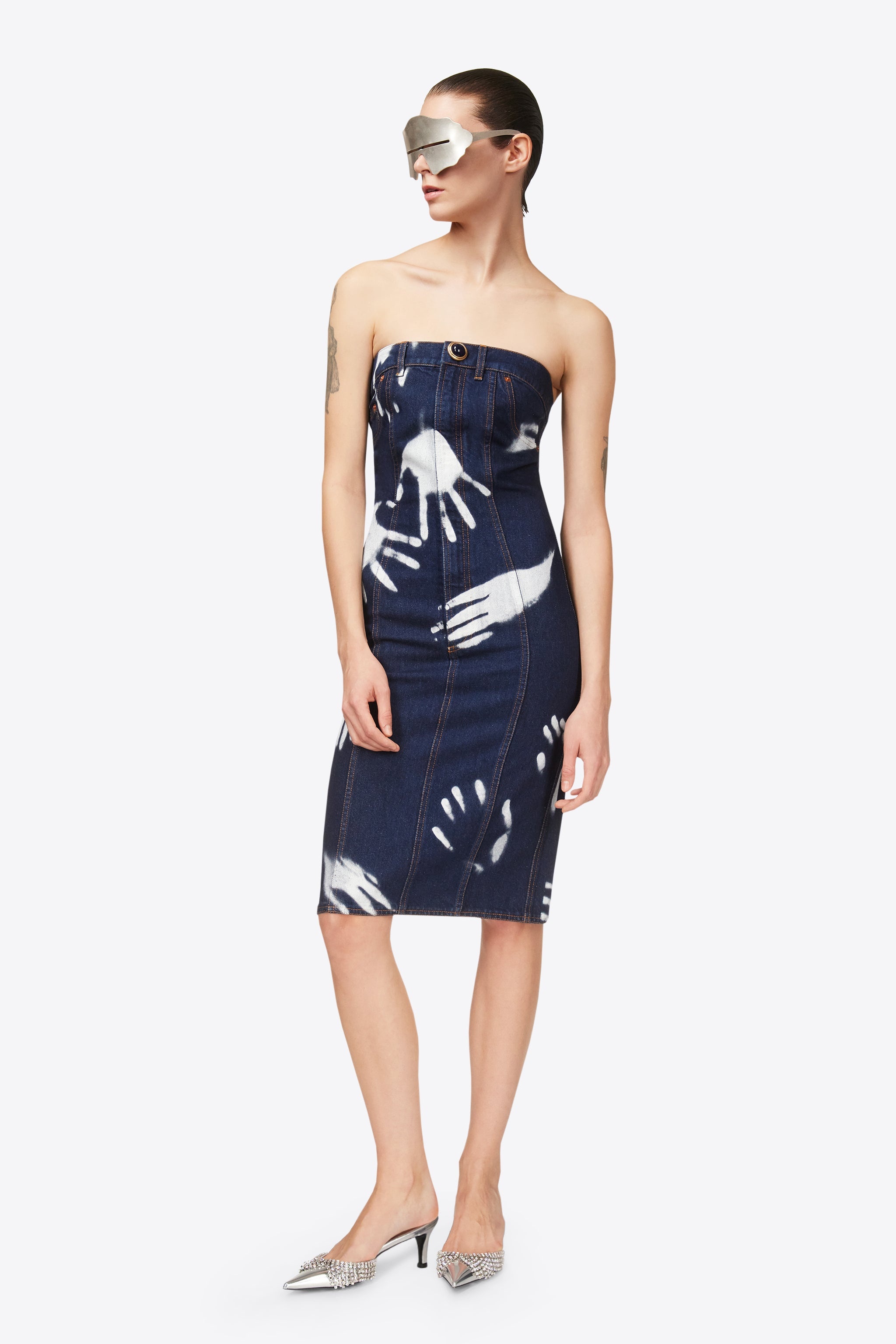 HANDPRINT STRAPLESS MIDI DRESS - 3