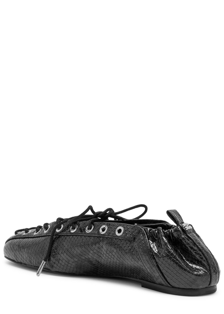 Ganni Snake-effect Leather Ballet Flats - 2