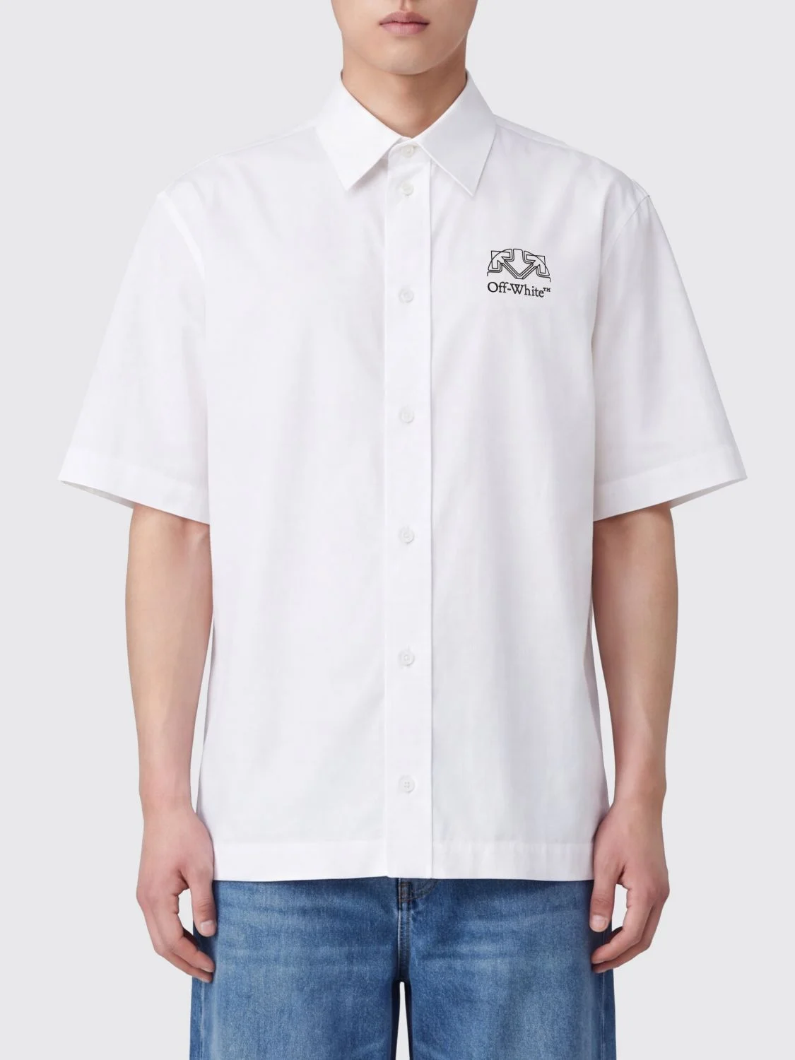Bowling Shirt in Modal and Silk Blend with Rear Arrow Logo - 1