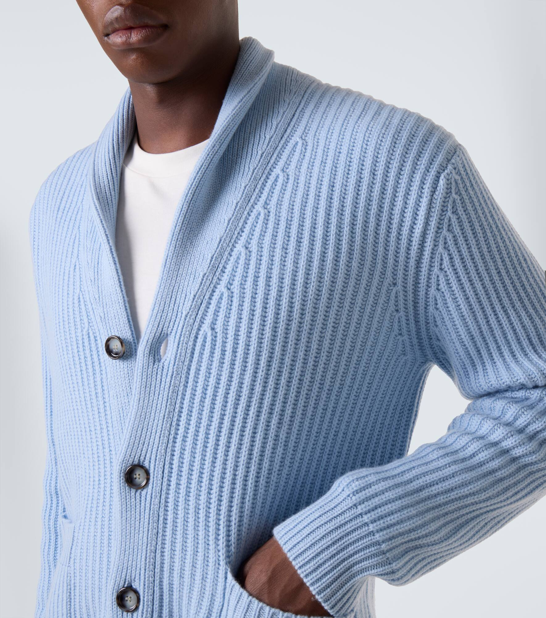 Ribbed-knit wool and cashmere cardigan - 6