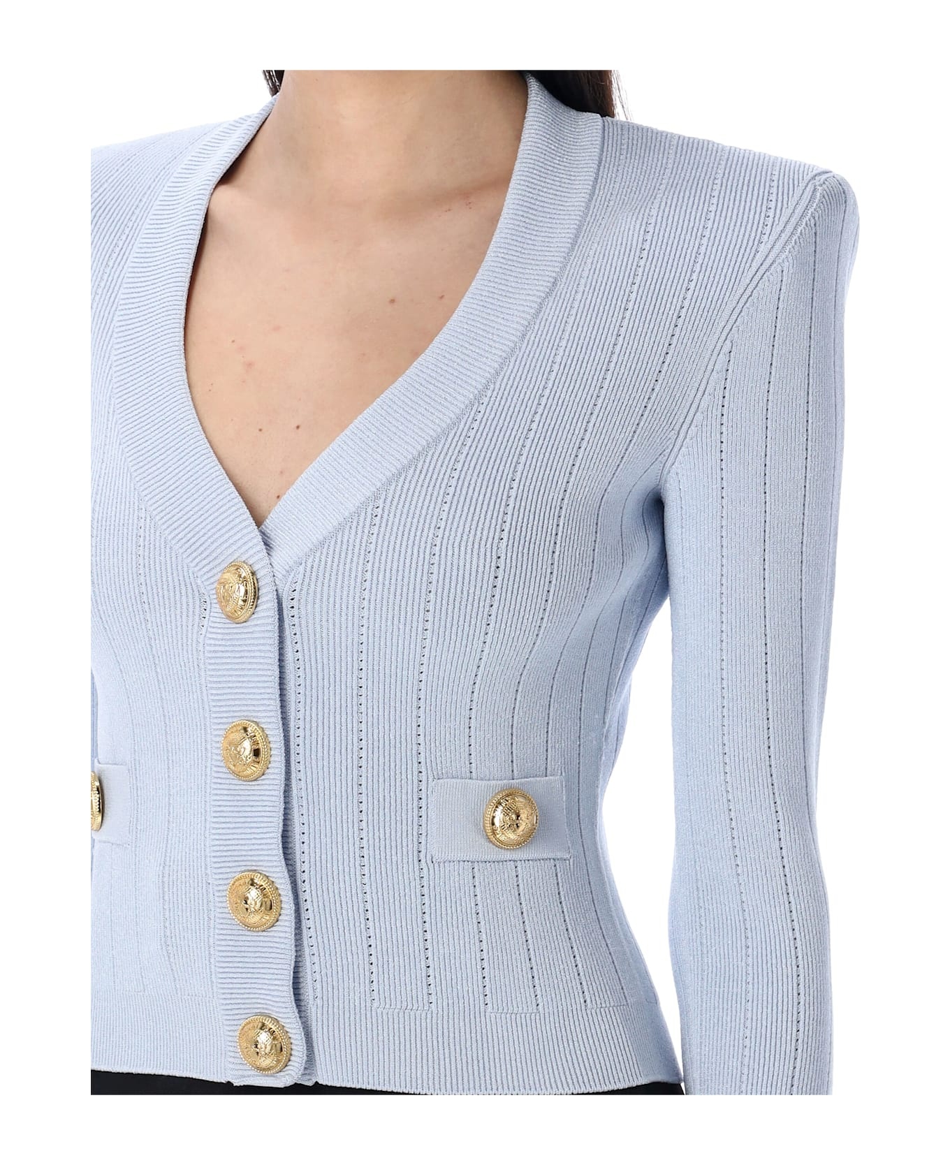 Gold Buttons Knit Cardigan - 3