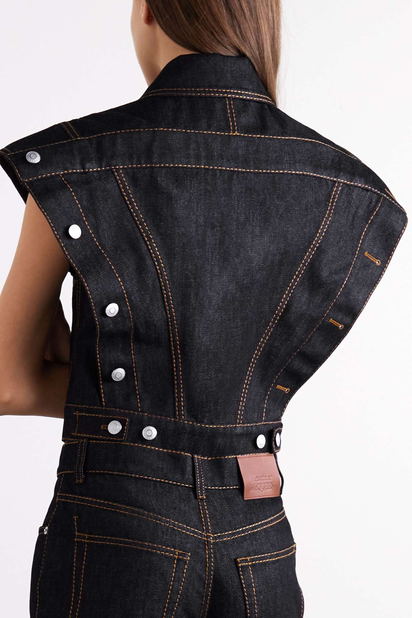 Topstitched denim vest - 3