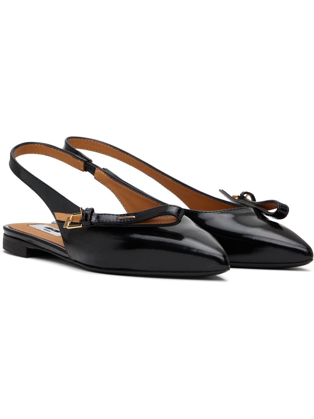 Black Buckled Bow Ballerina Flats - 4