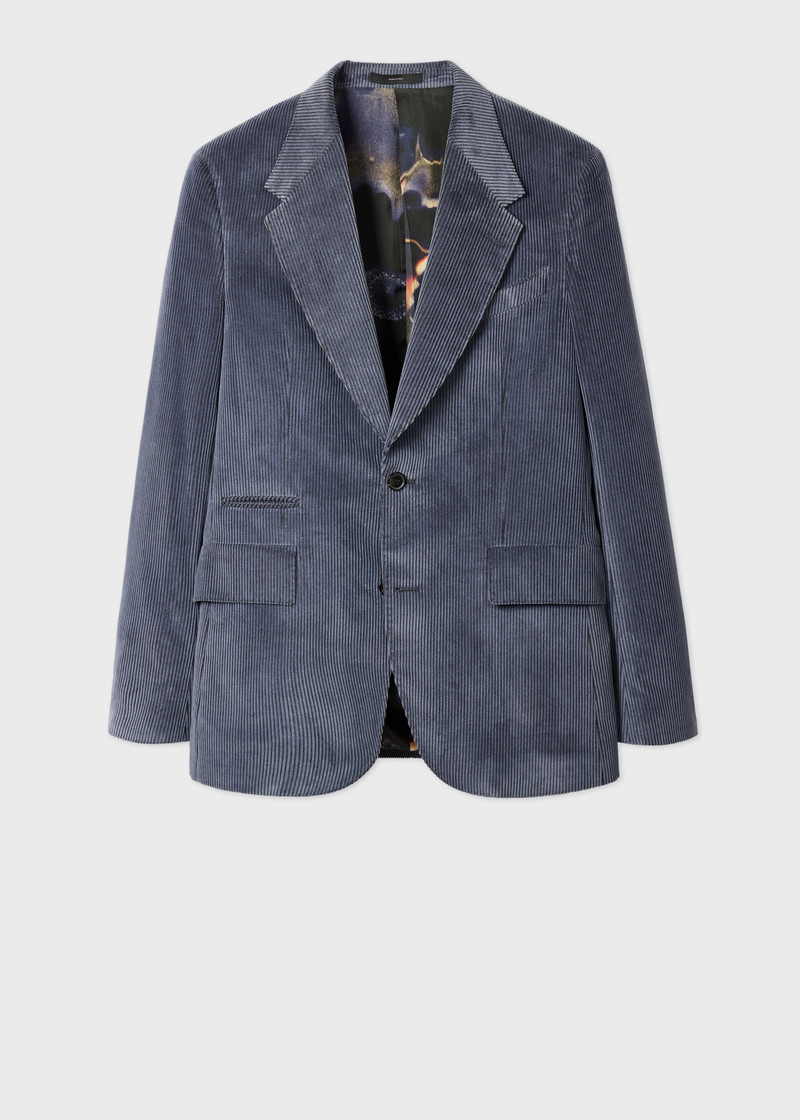 Soft Blue Two-Tone Corduroy Blazer 1