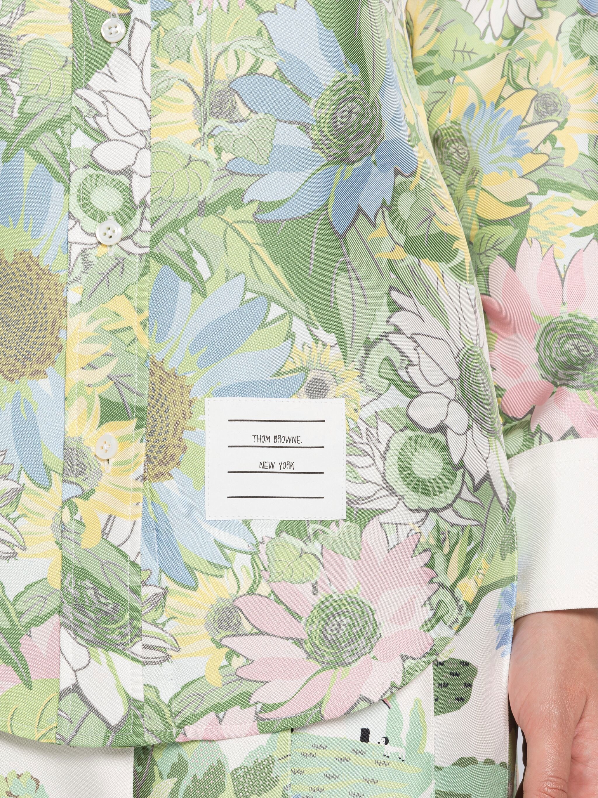 Floral Silk Twill Round Collar Shirt - 6