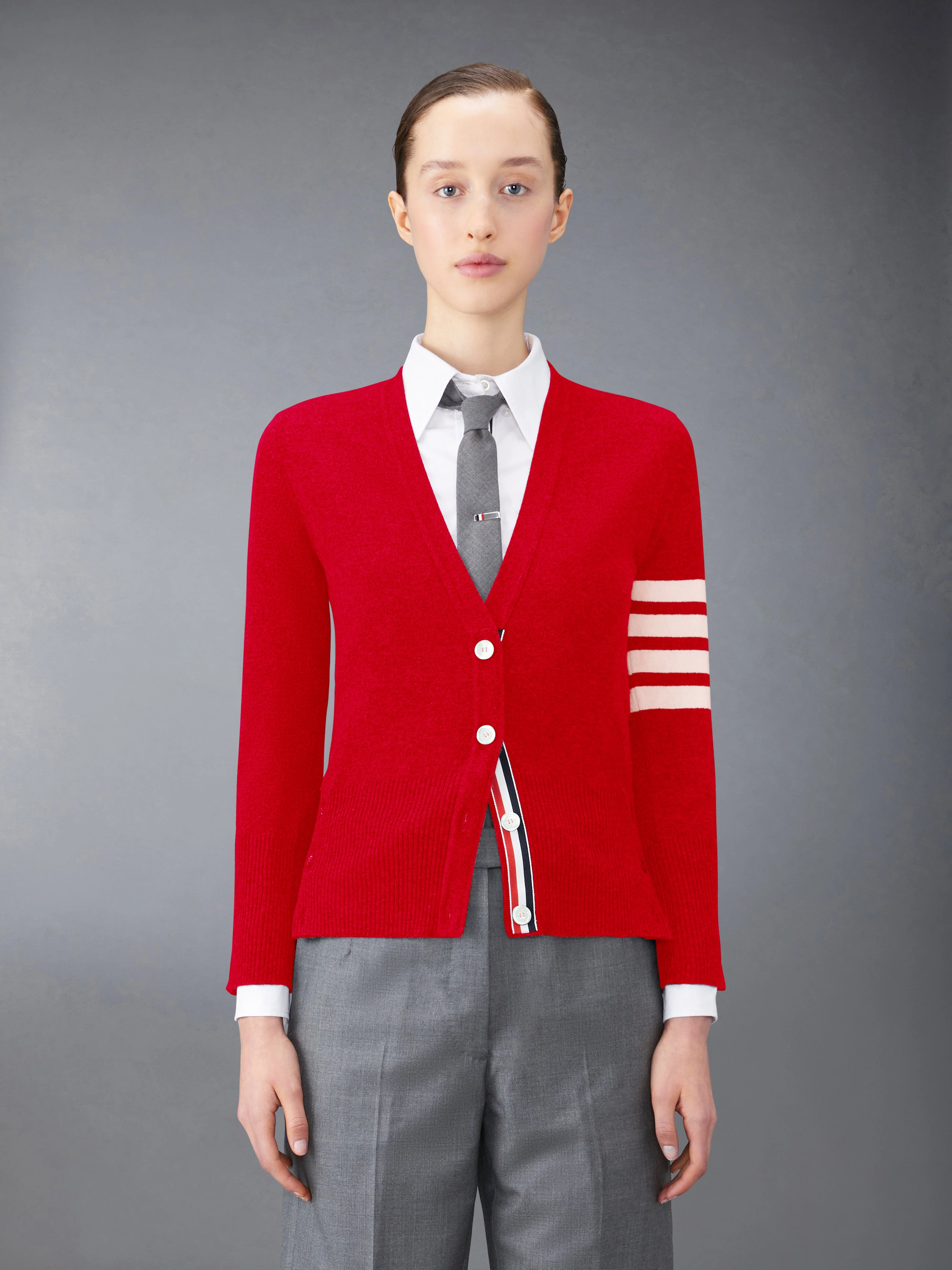 CASHMERE 4-BAR CLASSIC CARDIGAN - 1