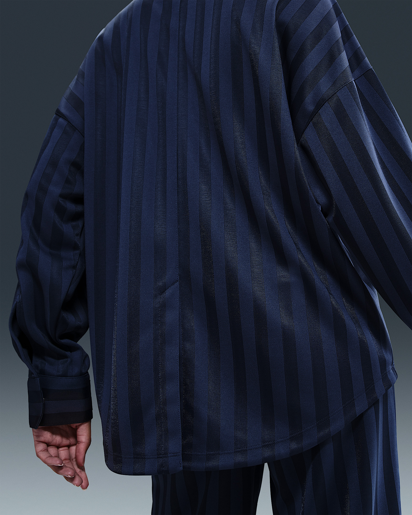 Nike Sportswear Women's Oversized Jacquard Striped Button-Down Shirt - 2