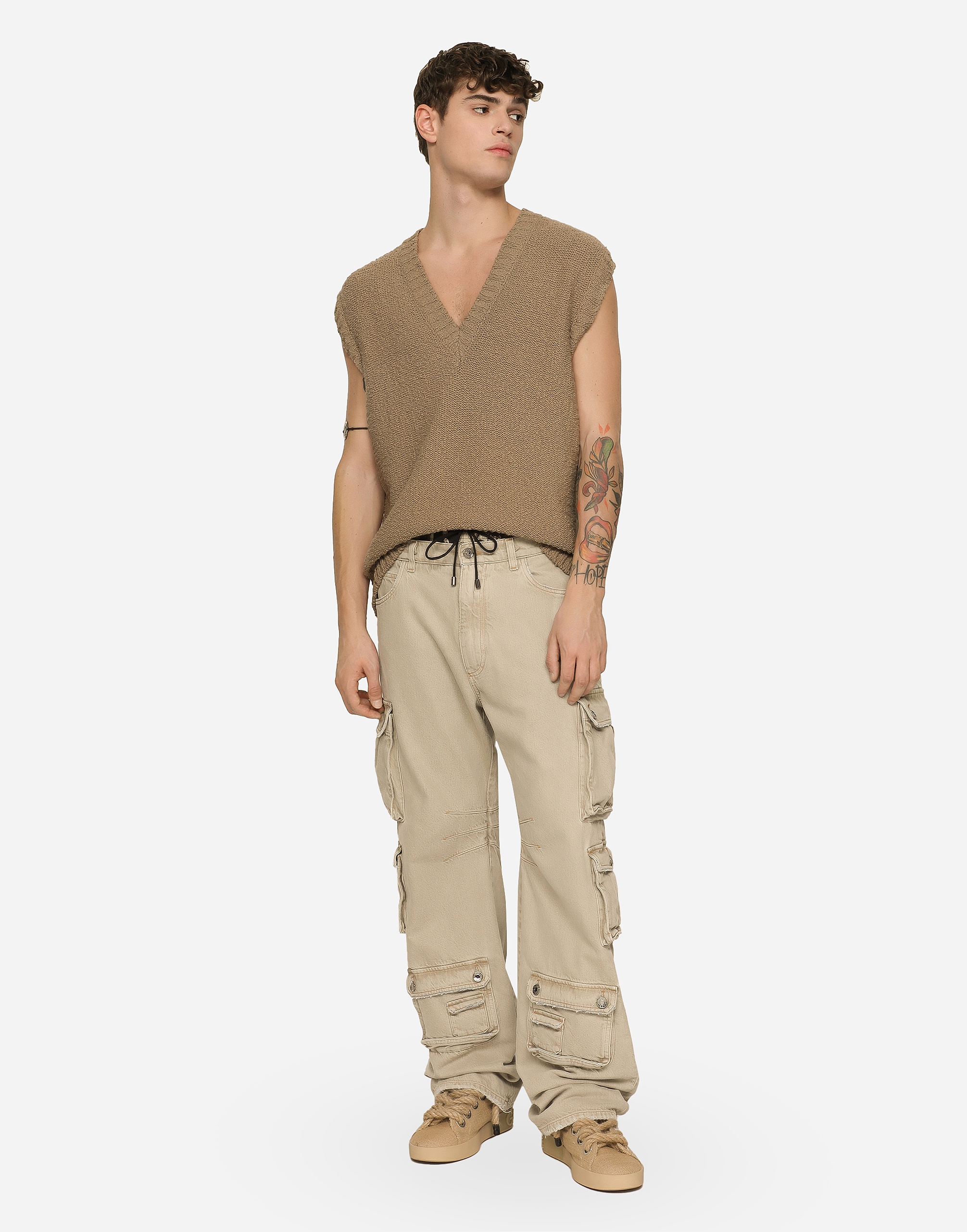 Dolce u0026 Gabbana Multi-pocket stretch denim cargo pants | REVERSIBLE