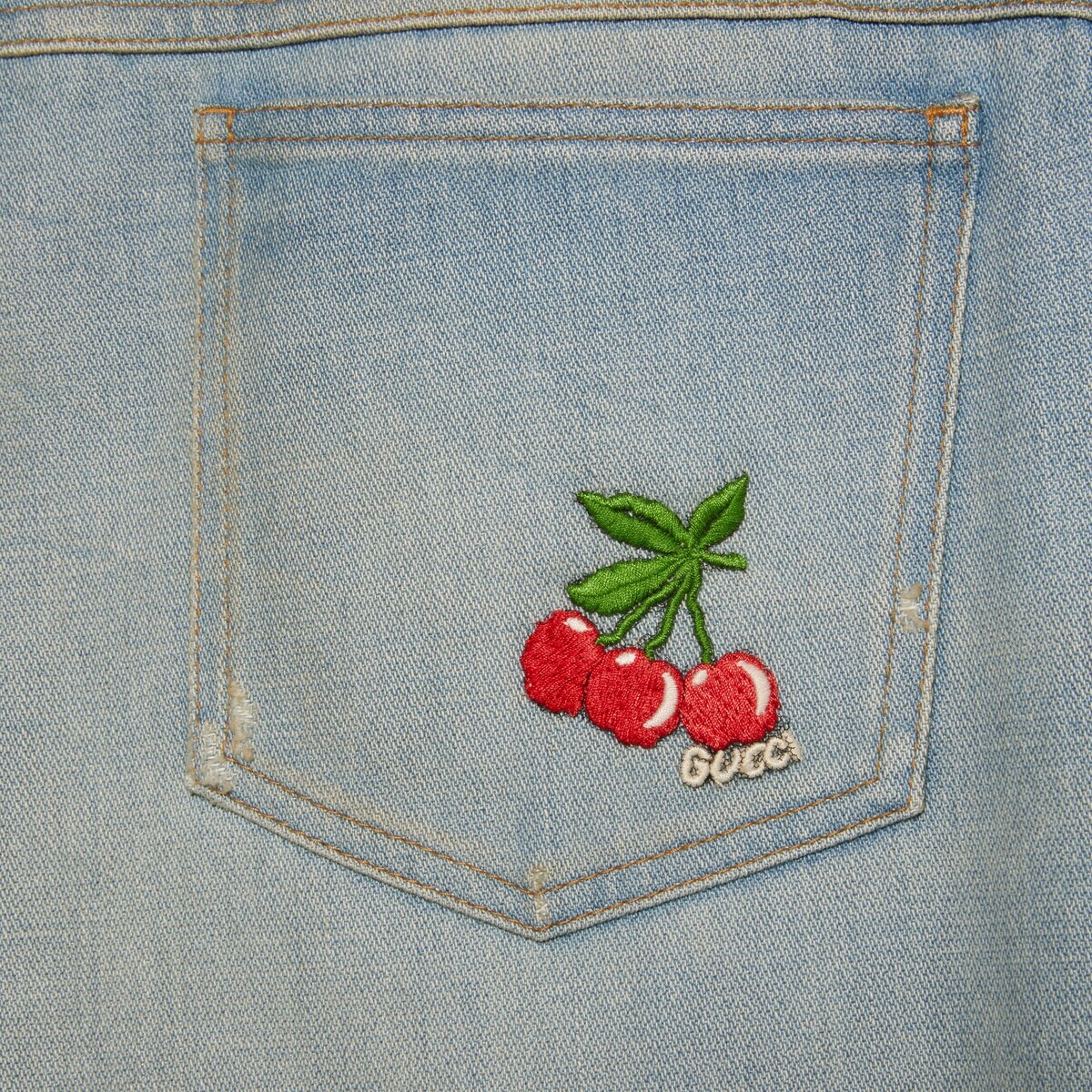 Gucci HA HA HA cherry denim pant - 5