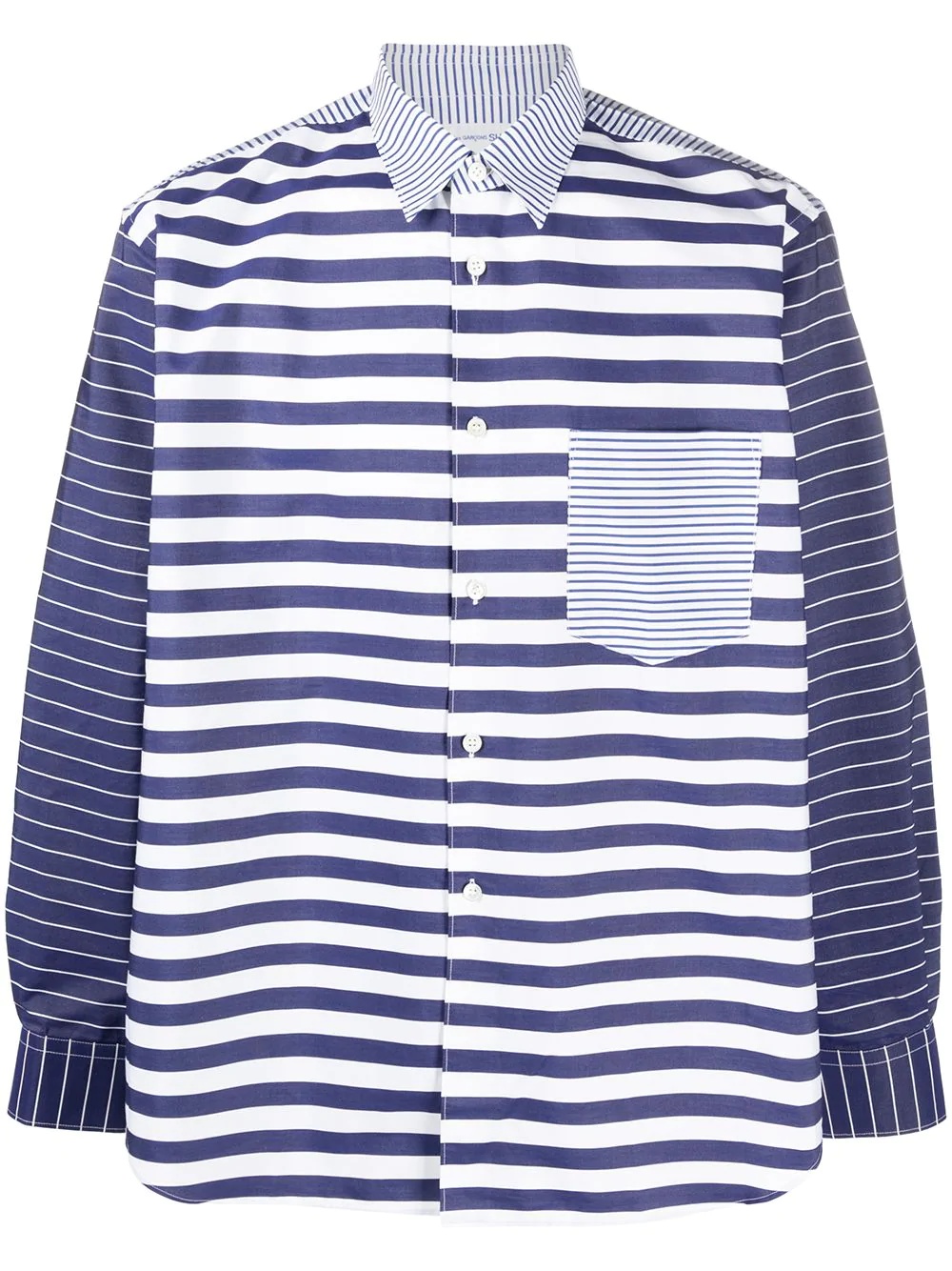 striped panelled cotton shirt - 1