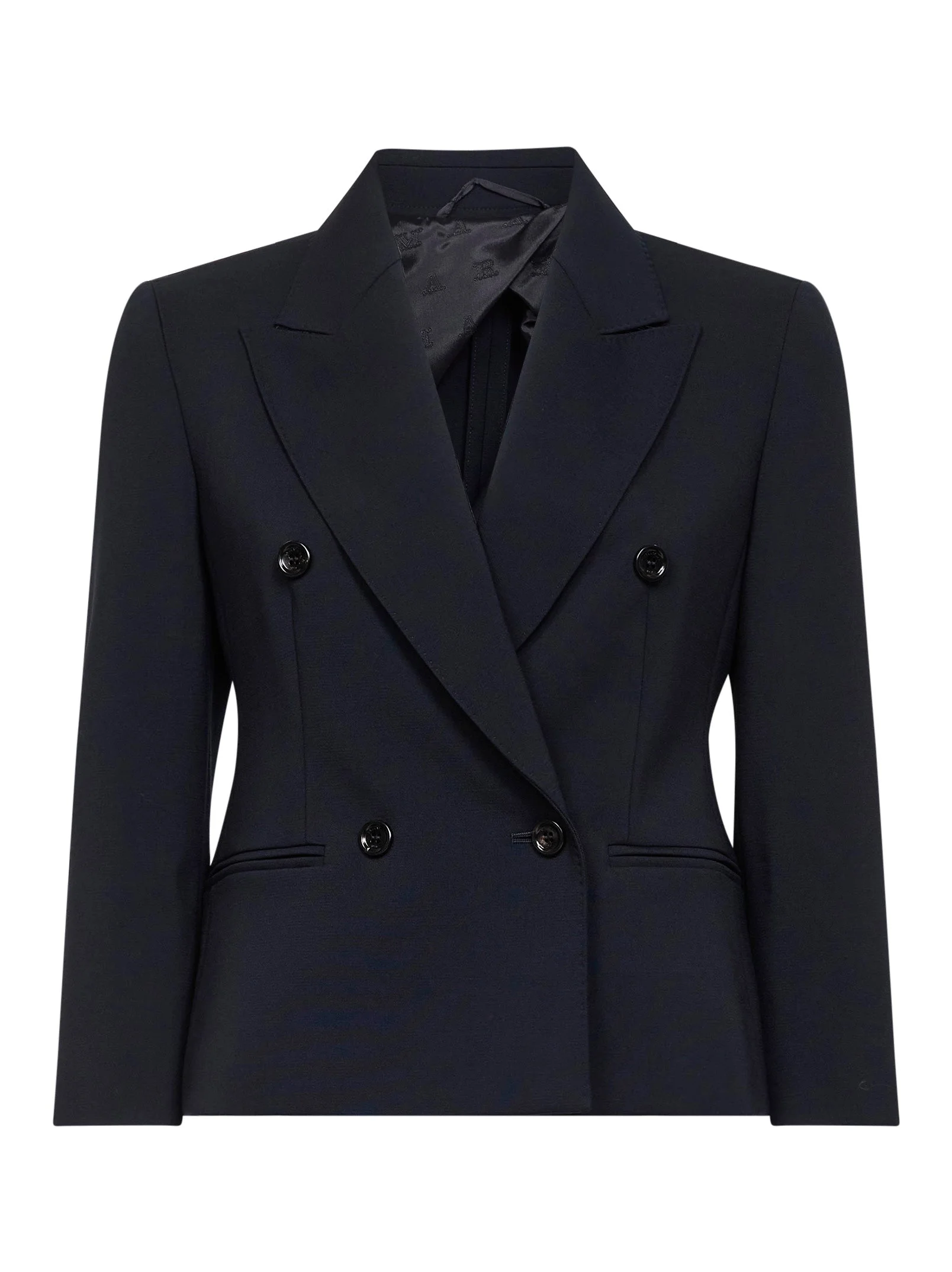 Max Mara Women Navy Blue Stretch Canvas Mxmdorico Cropped Blazer<Br/> - 1