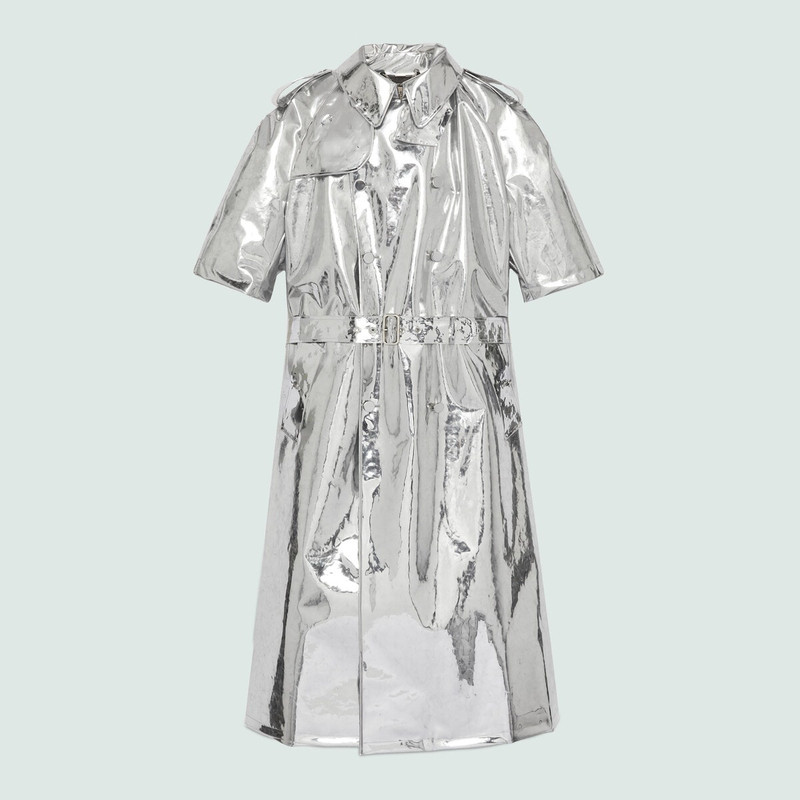 Mirror effect belted coat 1